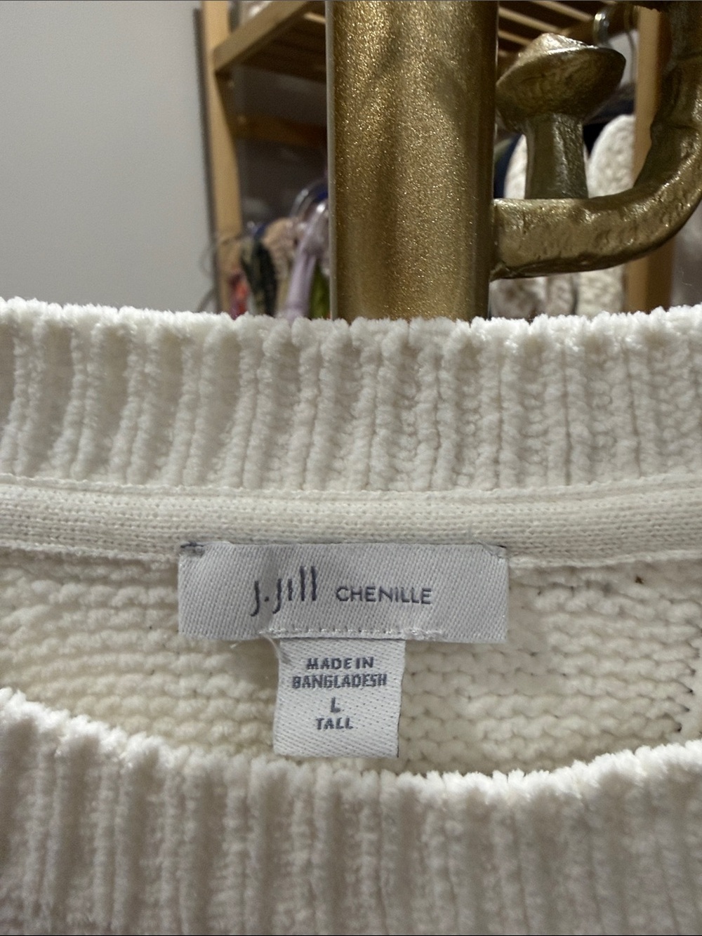 J. Jill Fisherman’s Cream Cable Knit Crewneck Sweater large tall - Picture 4 of 6